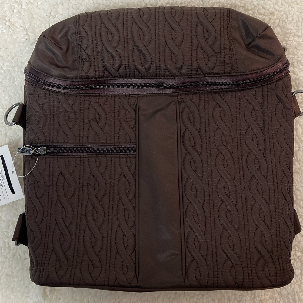Baggallini Quilted Captivate Backpack Messenger Sholder Bag - Dark Brown NWOT - Picture 3 of 16
